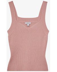 Reiss - Dani Sweetheart-neck Slim-fit Ribbed Stretch-knit Vest - Lyst
