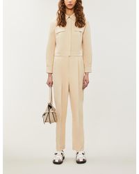 Sandro Uno Belted Cotton-linen-blend Jumpsuit - Natural