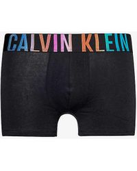 Calvin Klein - Branded-waistband Mid-rise Stretch-cotton Trunks X - Lyst