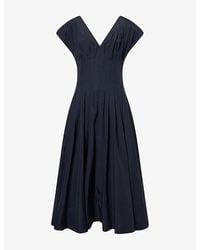 Jonathan Simkhai - Nina Pleated Cotton-Blend Midi Dress - Lyst