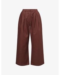 The Couture Club - Wide-Leg Pleat Cotton-Linen Trousers - Lyst