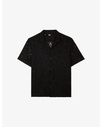 The Kooples - Short-Sleeved Notch-Collar Lace Shirt - Lyst