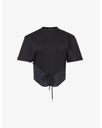 Mugler - Corseted-panel Cotton-jersey T-shirt - Lyst