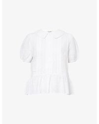ME+EM - Broderie Boxy Peplum-Hem Cotton Top - Lyst