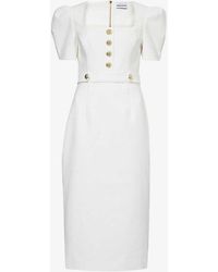 Rebecca Vallance - Clarisse Branded-hardware Cotton-blend Midi Dress - Lyst