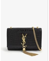 Saint Laurent - Kate Small Crocodile-embossed Leather Wallet-on-chain - Lyst