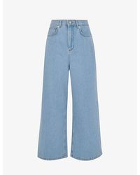 Whistles - Cropped Wide-leg Mid-rise Denim Jeans - Lyst