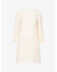 Valentino - Pleated-Sleeve Wool And Silk-Blend Mini Dress - Lyst