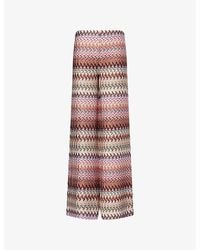 Missoni - Chevron Metallic-Knit Wide-Leg Trousers - Lyst