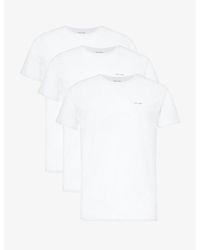 Paul Smith - Brand-embroidered Crewneck Pack Of Three Organic-cotton T-shirt - Lyst