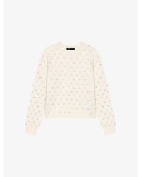 Maje - Rhinestone-Embellished Cropped Wool-Blend Jumper - Lyst