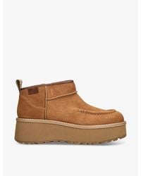 UGG - Cityfunc Ultra Mini Logo-Patch Platform Suede And Shearling Boots - Lyst