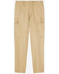 Sandro - Patch-pocket Elasticated-waist Cotton-blend Cargo Trousers - Lyst