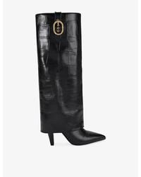 Kurt Geiger - Fold-Over Tall Leather Knee-High Boots - Lyst