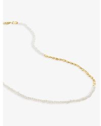 Monica Vinader - Mini Nugget 18Ct-Plated Vermeil Sterling- And Faux-Pearl Beaded - Lyst