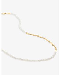 Monica Vinader Mini nugget 18ct Recycled Yellow -plated Vermeil Sterling-silver And Faux-pearl Beaded - Natural