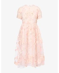 Huishan Zhang - Carolina Floral Silk Midi Dress - Lyst