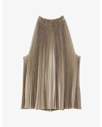 Reiss - Kali Pleated High-Neck Stretch-Woven Top - Lyst