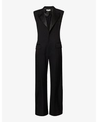 Victoria Beckham - Satin-lapel Straight-leg Woven Tuxedo Jumpsuit - Lyst