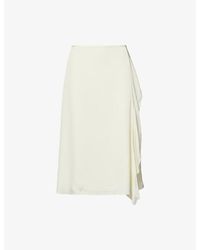 Theory - Frilled Split-Hem Satin Midi Skirt - Lyst