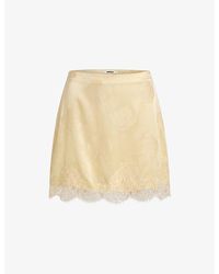 OMNES - Ryha Lace-Trim Satin Mini Skirt - Lyst