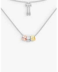 Apm Monaco - Morse Code Sterling-silver, 18ct Rose Gold-plated Brass And Zirconia Necklace - Lyst