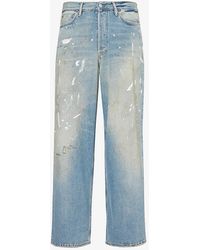 Acne Studios - Paint-splattered Faded-wash Wide-leg Jeans - Lyst