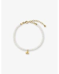Monica Vinader - Heart Mini 18Ct-Plated Vermeil Sterling- Pearl Bracelet - Lyst