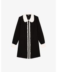 The Kooples - Frill-Collar Contrast-Trim Woven Mini Dress - Lyst