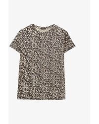 IKKS - Short-sleeve Leopard-print Woven T-shirt - Lyst