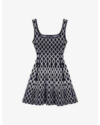 Maje - Square-neck Geometric-pattern Stretch-knit Mini Dress - Lyst