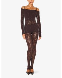 Skims Knit Lace Mock Neck Midi Dress in Black | Lyst UK