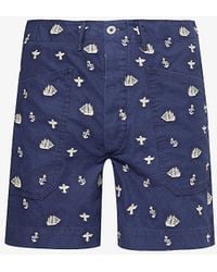 RRL - Keane Mountain-embroidered Cotton Shorts - Lyst
