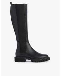 AllSaints - Maeve Knee-high Leather Chelsea Boots - Lyst