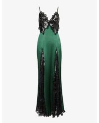 Rodarte - Lace-panel Sequin-embellished Satin Maxi Dress - Lyst