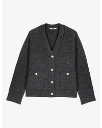 Maje - Button-Embellished Relaxed-Fit Yak Wool-Blend Cardigan - Lyst