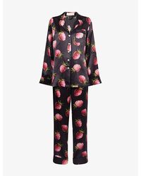 Olivia Von Halle - Lila Graphic-Pattern Silk Pyjama Set - Lyst
