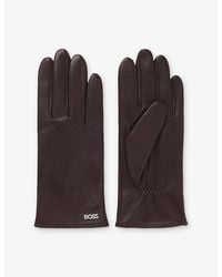 BOSS - Branded Leather Gloves - Lyst