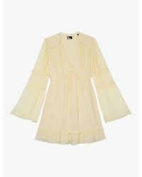 The Kooples - V-Neck Ruffle-Trim Woven Mini Dress - Lyst