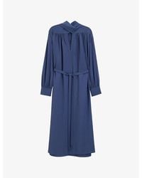 JOSEPH - Bolero Tie-Neck Silk Crepe-De-Chine Midi Dress - Lyst