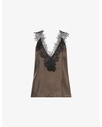 RÓHE Frames - Lace-Trim V-Neck Silk Top - Lyst