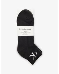 Calvin Klein - Monogram Stretch-Cotton Quarter Socks Pack Of Two - Lyst