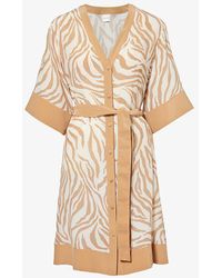 Max Mara - Ostenda Zebra-pattern Silk Mini Dress - Lyst