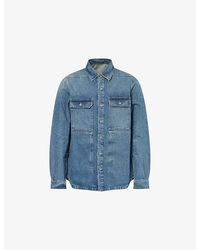 Rick Owens - Two-Buttoned-Pockets Curved-Hem Denim Shirt - Lyst