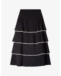 Sandro - Ruffled Rhinestone-Trim Cotton Maxi Skirt - Lyst