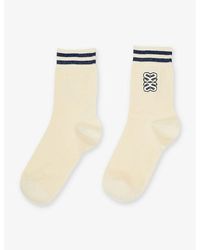 Sandro - Logo-embroidered Ribbed Stretch-cotton Socks - Lyst