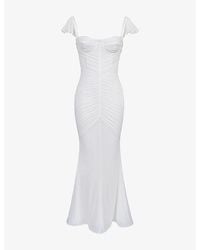 House Of Cb - Antonella Gathered-Bodice Stretch-Mesh Maxi Dress Xs (A-C Cup) - Lyst