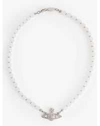 Vivienne Westwood - Messaline Silver-tone Brass And Crystal-embellished Choker Necklace - Lyst