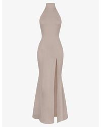 House Of Cb - Juliette Halter-Neck Split-Hem Stretch-Woven Maxi Dress - Lyst