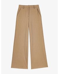 Maje - Pinstriped Flared-Leg High-Rise Wool-Blend Trousers - Lyst